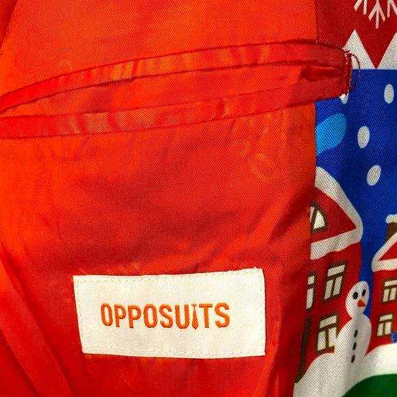 OPPOSUITS Christmas Blazer Gingerbread Men, Reindeer, & Holly Men’s Sz M US38-40 - Picture 7 of 9